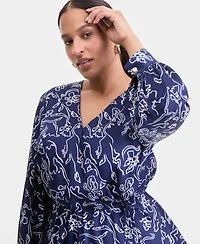 I.n.c. International Concepts Plus Printed Peplum Blouse, Macy's Exclusive