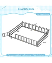Slickblue Kids Floor Bed Frame with Full Length Guardrails, Montessori Style Safe Sleeping