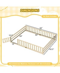 Slickblue Kids Floor Bed Frame with Full Length Guardrails, Montessori Style Safe Sleeping