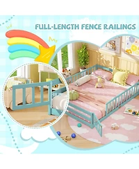 Slickblue Kids Floor Bed Frame with Full Length Guardrails, Montessori Style Safe Sleeping