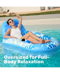 Gnuadz Inflatable Pool Float Lounger Chair with Cup Holders
