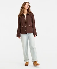 Maralyn & Me Juniors' Contrast-Collar Snap-Front Barn Jacket, Macy's Exclusive