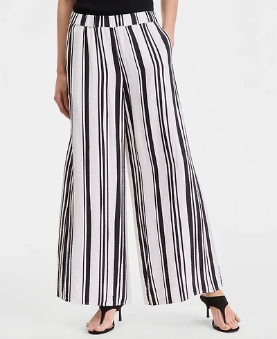 I.n.c. International Concepts Women's Stripe Wide-Leg Pull-On Pants, Macy's Exclusive