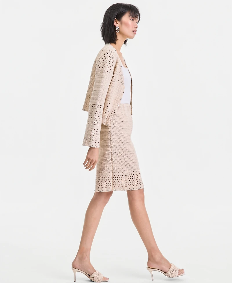 I.n.c. International Concepts Women's Studded Cotton Crochet Sweater Skirt, Macy's Exclusive