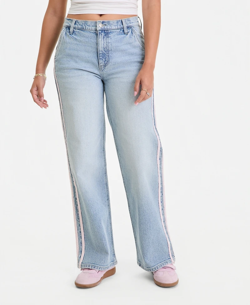 Celebrity Pink Juniors' Side-Striped Wide-Leg Jeans
