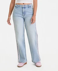 Celebrity Pink Juniors' Side-Striped Wide-Leg Jeans