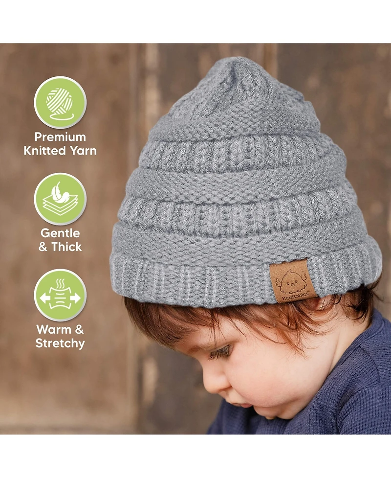 KeaBabies 3pk Warmzy Baby Beanies, 0-36 months Hats, Winter Hat for Newborn, Infant, Toddlers, Boys, Girls