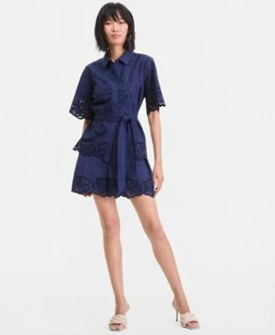 I.N.C. International Concepts Womens Cotton Eyelet Tie Waist Blouse Shorts Macys Exclusive