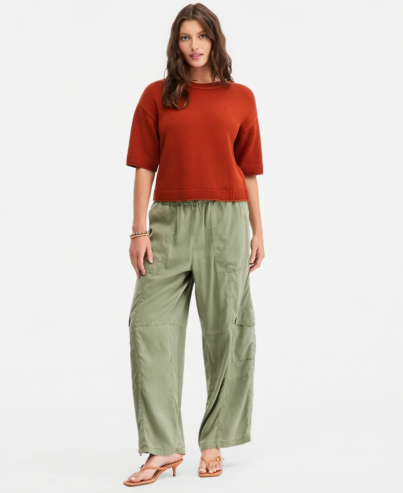 On 34th Women's Cotton Short-Sleeve Relaxed Crew Sweater, Macy's Exclusive