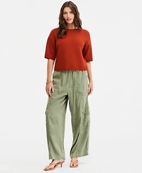 On 34th Women's Cotton Short-Sleeve Relaxed Crew Sweater, Macy's Exclusive
