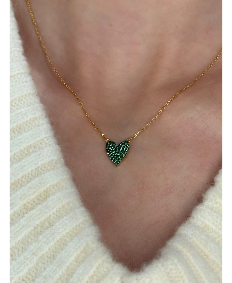 Suzy Levian Sterling Silver Cubic Zirconia Pave Solid Heart Necklace