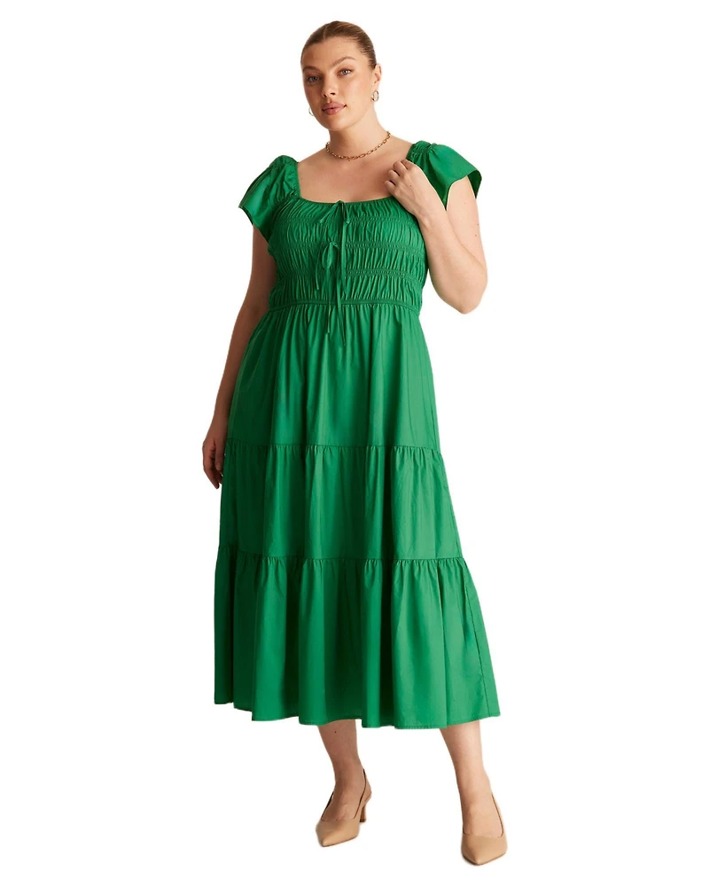 Estelle Women's Alana Cotton Tiered Fit Flare Midi Dress