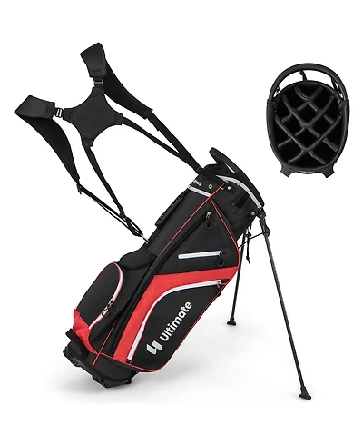 Gymax Golf Stand Bag Golf Club Bag w/ 14 Way Top Dividers & 6 Pockets & Carrying Handles