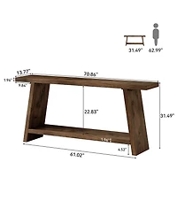 Tribesigns 70.9" Solid Wood Console Table, Narrow Long Sofa Table with 2-Tier Storage, Farmhouse Entryway
