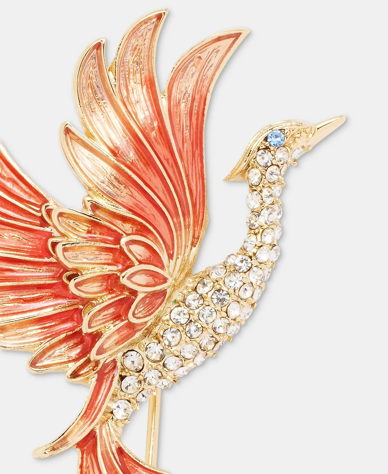 Anne Klein Gold-Tone Boxed Coral Flying Mystical Phoenix Pin