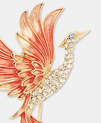 Anne Klein Gold-Tone Boxed Coral Flying Mystical Phoenix Pin