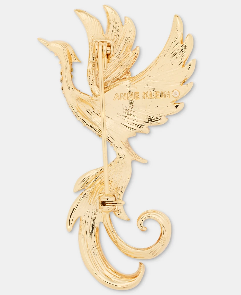 Anne Klein Gold-Tone Boxed Coral Flying Mystical Phoenix Pin
