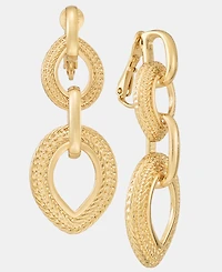 Anne Klein Gold-Tone Rope Linked Double Drop Ez Comfort Clip Earrings