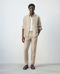 Mango Men's Slim-Fit Striped Linen-Cotton Pants