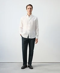Mango Men's Pinstripes Regular-Fit Linen-Blend Pants