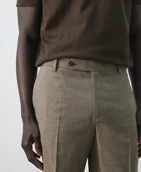 Mango Men's Regular-Fit Houndstooth Linen-Blend Pants