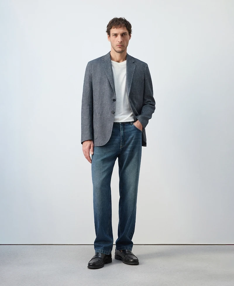 Mango Men's Slim Fit Linen Cotton-Blend Blazer