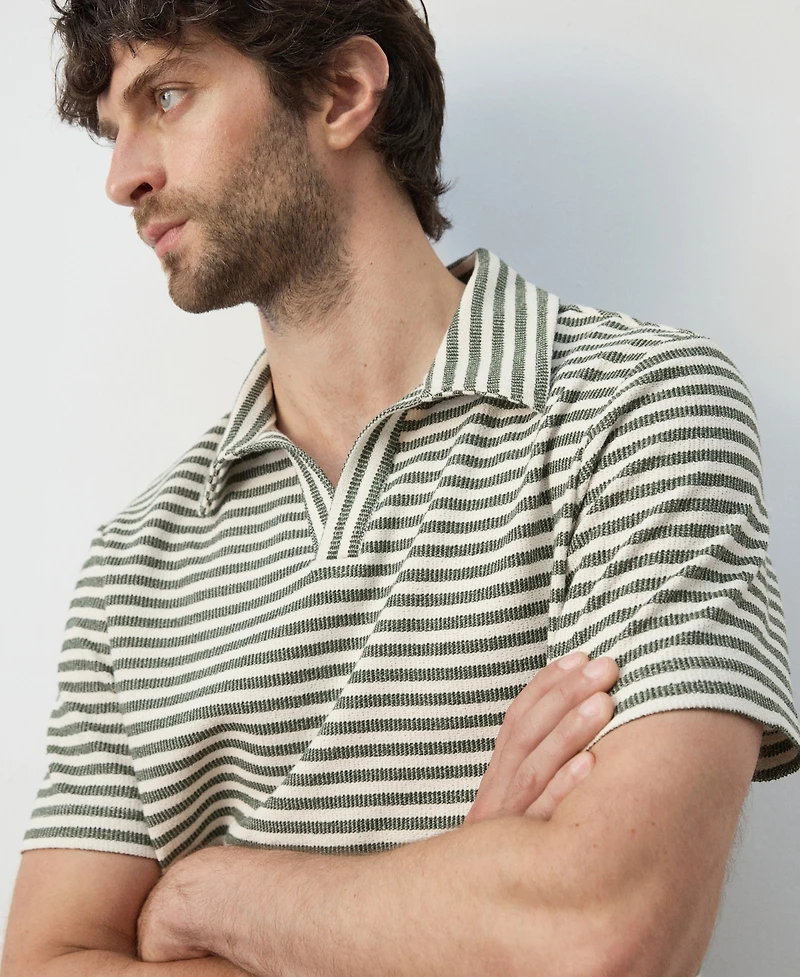 Mango Men's Regular-Fit Textured Striped Polo