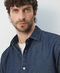 Mango Men's Regular-Fit Cotton-Linen Denim Shirt