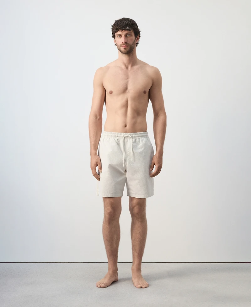 Mango Men's Seersucker Striped Swimsuit