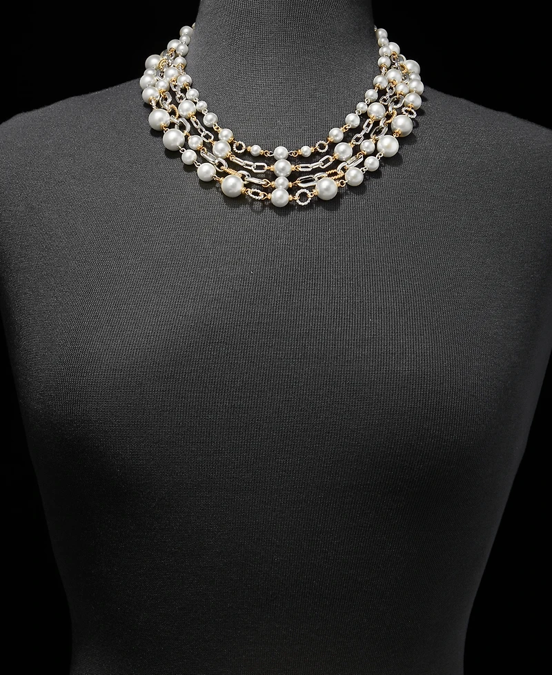 Anne Klein Imitation Pearl Layered Statement Necklace, 16" + 3" extender