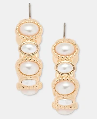 Anne Klein Medium Imitation Pearl Hoop Earrings, 1.3"