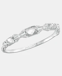 Anne Klein Silver-Tone Boxed Crystal Baguette Stone Hinge Bracelet