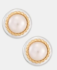 Anne Klein Two-Tone Roping Faux-Pearl Drama Stud Earrings