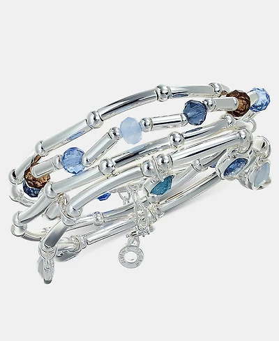 Anne Klein Silver-Tone 4-Pc. Blue Shaky Stone Stretch Bracelets