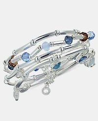 Anne Klein Silver-Tone 4-Pc. Blue Shaky Stone Stretch Bracelets