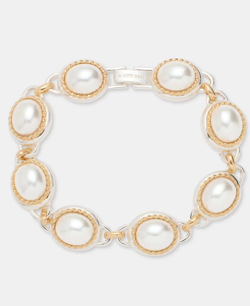 Anne Klein Two-Tone Faux-Pearl Metal Roping Line Bracelet