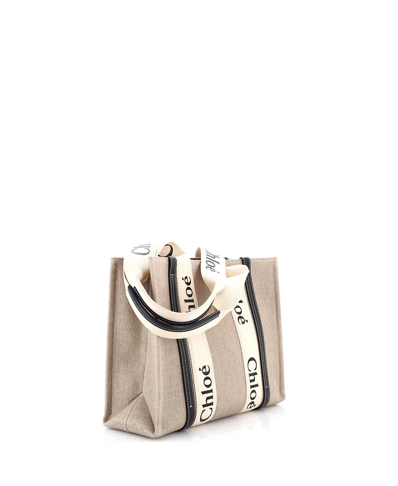 Pre-Owned Chloe Medium Woody Tote Canvas with Leather