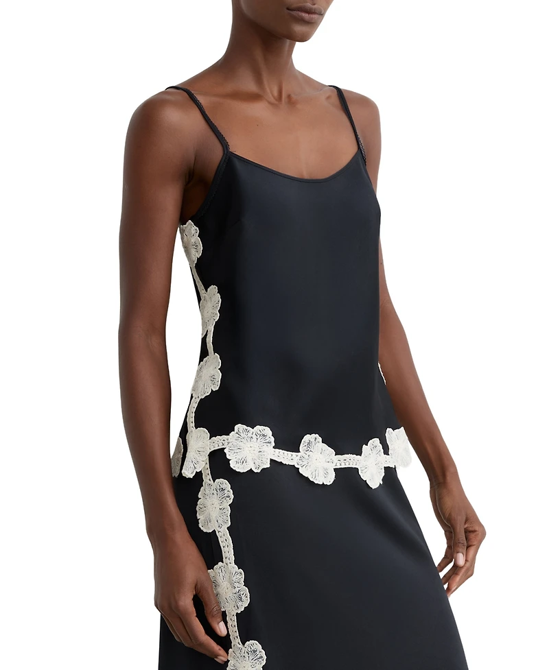 Reiss Women's Satin Floral-Lace Trim Cami Top