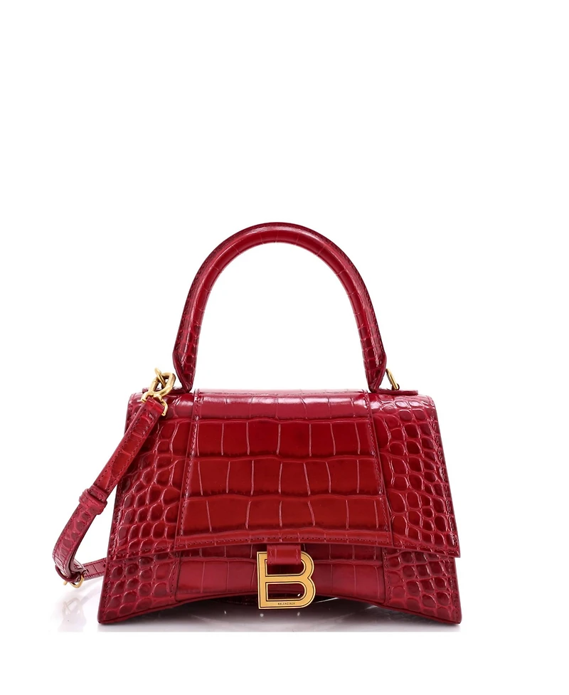 Pre-Owned Balenciaga Hourglass Top Handle Bag Embossed Leather