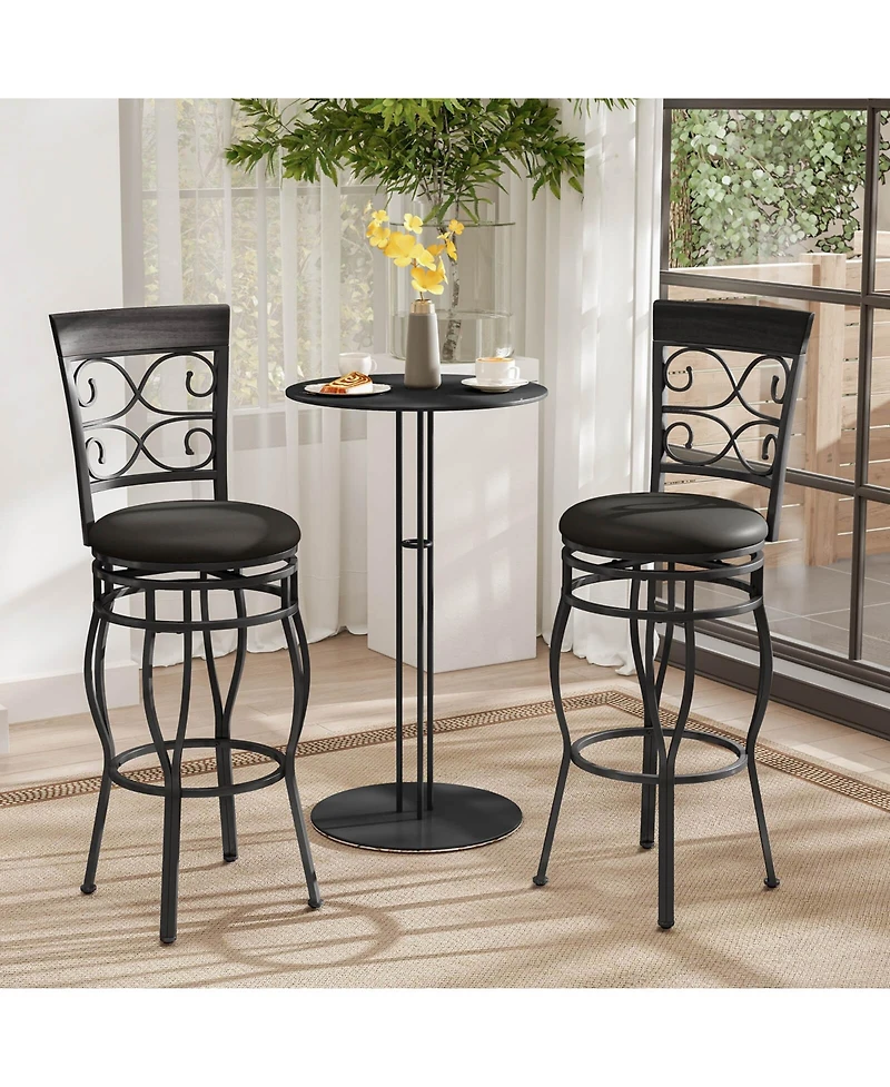 Costway Set of 4 Vintage Swivel Bar Stools 30'' Bistro Upholstered Dining Chairs