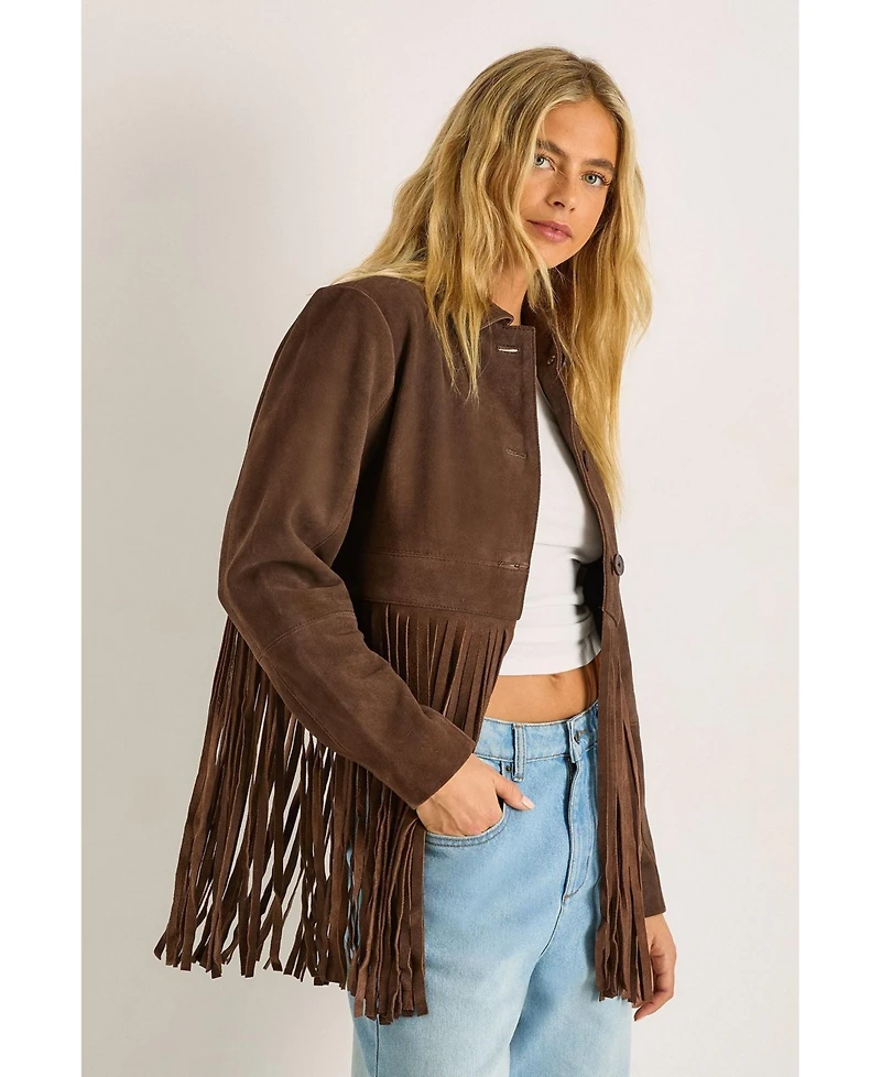 Nasty Gal Women's Real Suede Fringe Jacket