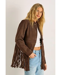 Nasty Gal Women's Real Suede Fringe Jacket