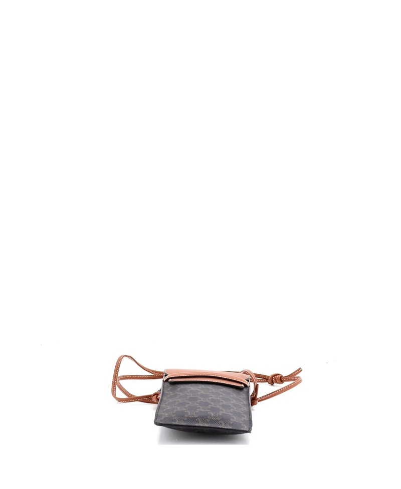 Pre-Owned Celine Phone Pouch Crossbody Triomphe Coated Canvas and Leather