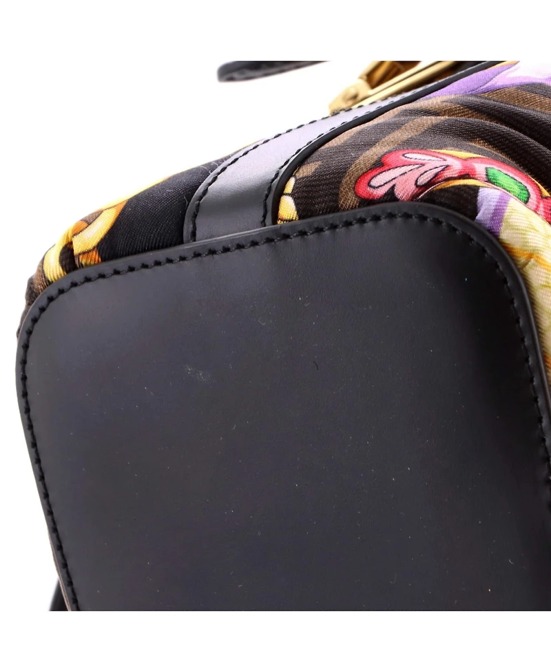 Pre-Owned Fendi Mini x Versace Fendace Mon Tresor Bucket Bag Quilted Printed Zucca Silk
