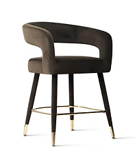 Maison Boucle 24" Counter Height Velvet Bar Stools Set of 3 with Arms