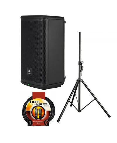 Jbl EON710 10" 1300W Powered Portable Pa Speaker with Bluetooth and Dsp Bundle with Speaker Stand, 20-Foot Microphone Xlr Cable M to F