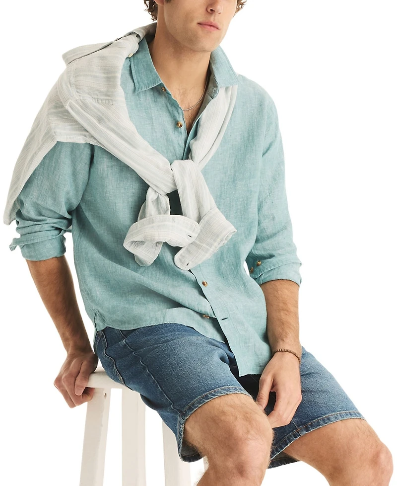 Nautica Men's Classic-Fit Long-Sleeve Button-Up Solid Linen Shirt