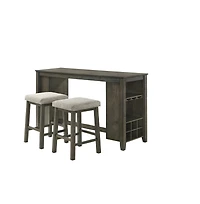 New Classic Furniture Churon Solid Wood Gathering Bar Table and 2 Stools