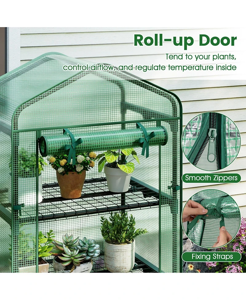 Gouun 75 in. Portable Mini Greenhouse with 5 Wire Shelves