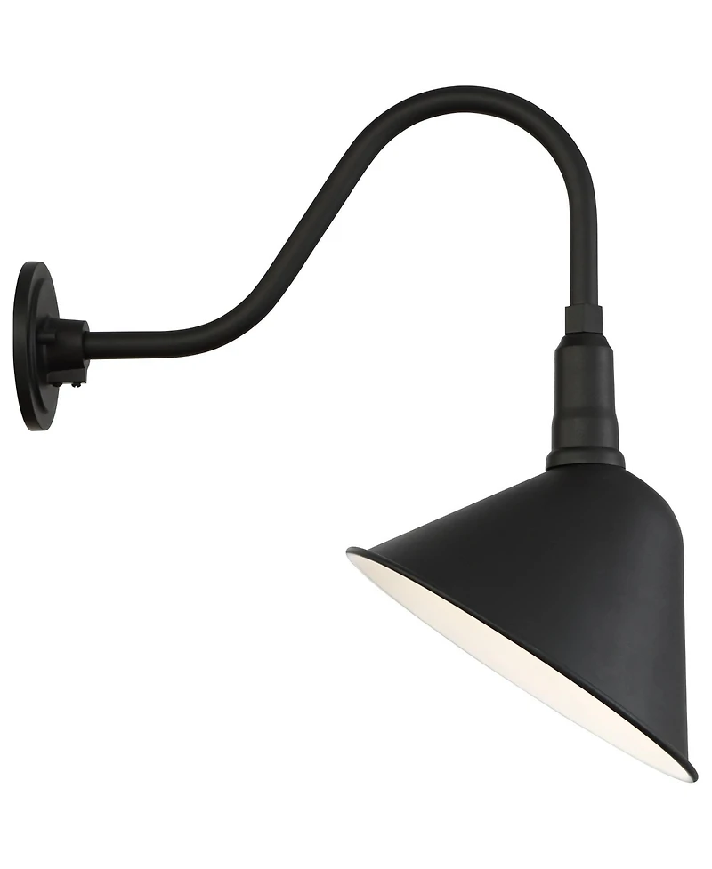 Franklin Iron Works Neihart Rustic Farmhouse Outdoor Wall Light Fixtures Set of 2 Gooseneck Arm Downlight for Post Exterior Barn
